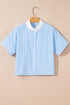 Mixed Stripe Short Sleeve Boxy Button Up Shirt