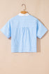 Mixed Stripe Short Sleeve Boxy Button Up Shirt