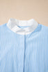 Mixed Stripe Short Sleeve Boxy Button Up Shirt