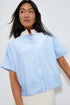 Mixed Stripe Short Sleeve Boxy Button Up Shirt