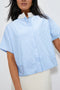 Mixed Stripe Short Sleeve Boxy Button Up Shirt