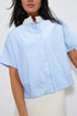 Mixed Stripe Short Sleeve Boxy Button Up Shirt