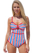 Mixed Stripe Sweetheart Keyhole One Piece Swimsuit