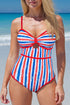 Mixed Stripe Sweetheart Keyhole One Piece Swimsuit