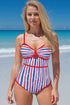 Mixed Stripe Sweetheart Keyhole One Piece Swimsuit