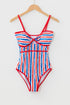 Mixed Stripe Sweetheart Keyhole One Piece Swimsuit