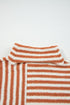 Mixed Stripe Textured Cowl Neck Pullover Sweater