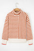 Mixed Stripe Textured Cowl Neck Pullover Sweater