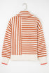 Mixed Stripe Textured Cowl Neck Pullover Sweater
