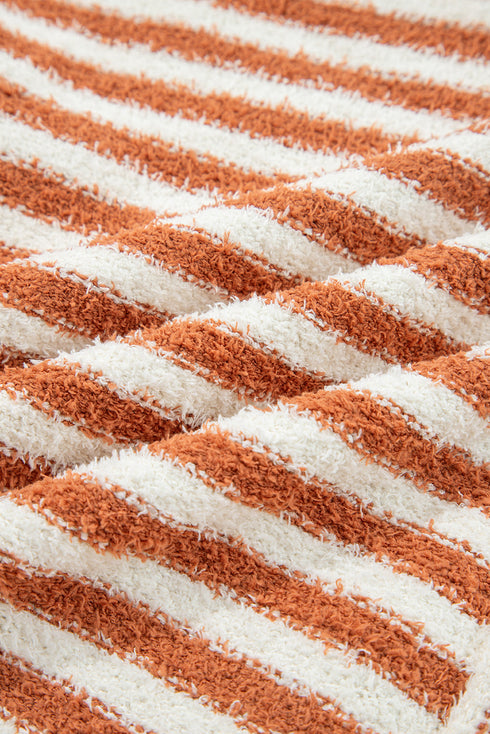 Mixed Stripe Textured Cowl Neck Pullover Sweater