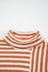 Mixed Stripe Textured Cowl Neck Pullover Sweater