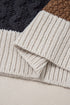 Mixed Texture Button Collar Patchwork Pullover Sweater