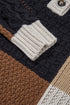 Mixed Texture Button Collar Patchwork Pullover Sweater