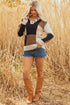 Mixed Texture Button Collar Patchwork Pullover Sweater