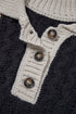 Mixed Texture Button Collar Patchwork Pullover Sweater