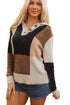 Mixed Texture Button Collar Patchwork Pullover Sweater