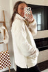Mixed Texture Button Placket Sherpa Fleece Pullover
