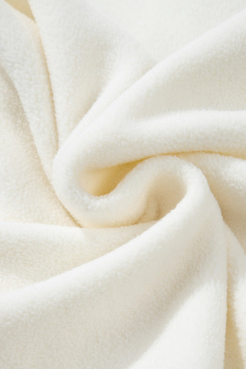 Mixed Texture Button Placket Sherpa Fleece Pullover