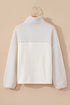 Mixed Texture Button Placket Sherpa Fleece Pullover