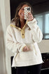 Mixed Texture Button Placket Sherpa Fleece Pullover