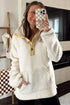 Mixed Texture Button Placket Sherpa Fleece Pullover