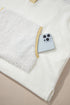 Mixed Texture Button Placket Sherpa Fleece Pullover