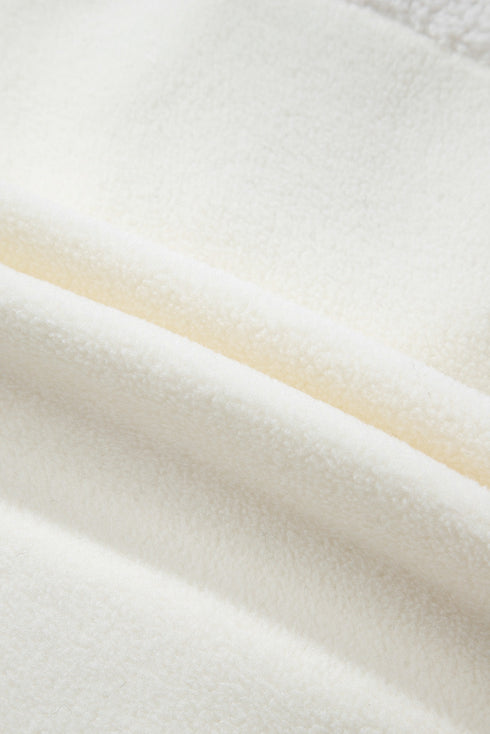 Mixed Texture Button Placket Sherpa Fleece Pullover