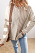 Mixed Texture Cable And Striped Knit Sweater
