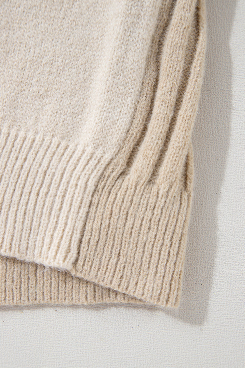 Mixed Texture Cable And Striped Knit Sweater