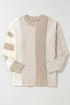 Mixed Texture Cable And Striped Knit Sweater