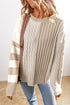 Mixed Texture Cable And Striped Knit Sweater