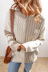 Mixed Texture Cable And Striped Knit Sweater