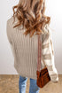 Mixed Texture Cable And Striped Knit Sweater