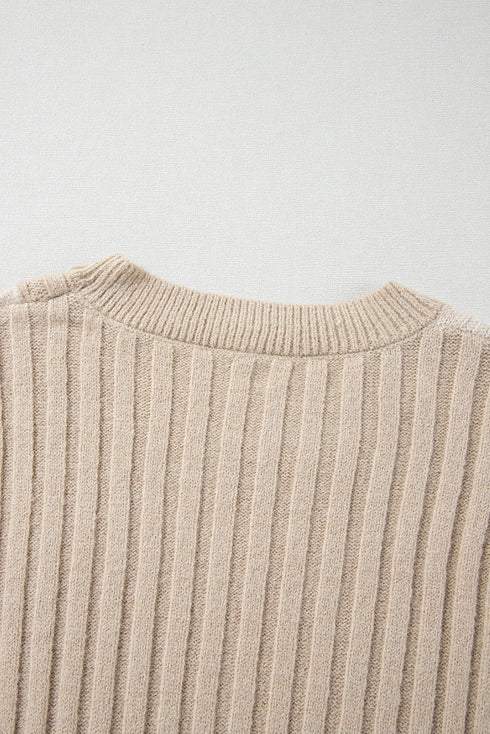 Mixed Texture Cable And Striped Knit Sweater