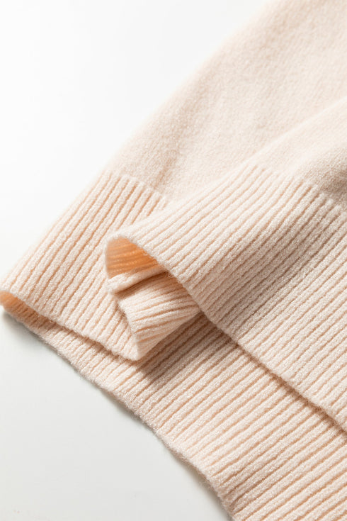 Mixed Texture Cap Sleeve Pocket Crew Neck Knit Top