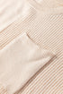 Mixed Texture Cap Sleeve Pocket Crew Neck Knit Top