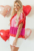 Mixed Texture Color Block Ruffle Peplum Top