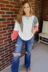 Mixed Texture Corded Patchwork Long Sleeve Top