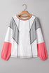 Mixed Texture Corded Patchwork Long Sleeve Top