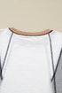 Mixed Texture Corded Patchwork Long Sleeve Top