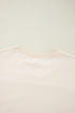 Mixed Texture Corded Sleeve Crew Neck Pullover