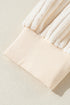 Mixed Texture Corded Sleeve Crew Neck Pullover