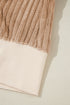 Mixed Texture Corded Sleeve Crew Neck Pullover