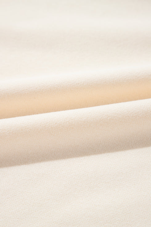Mixed Texture Corded Sleeve Crew Neck Pullover