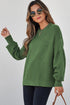 Mixed Texture Drop Shoulder Crew Neck Sweater