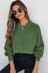 Mixed Texture Drop Shoulder Crew Neck Sweater