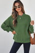 Mixed Texture Drop Shoulder Crew Neck Sweater