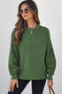 Mixed Texture Drop Shoulder Crew Neck Sweater