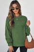 Mixed Texture Drop Shoulder Crew Neck Sweater