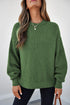 Mixed Texture Drop Shoulder Crew Neck Sweater